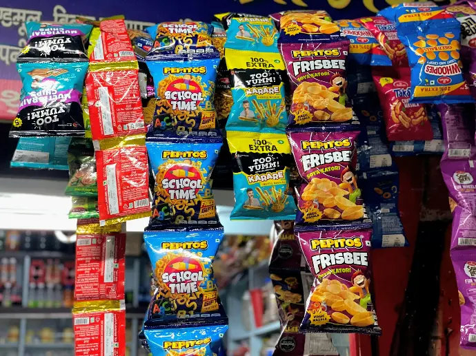 a display in a store filled with lots of snacks